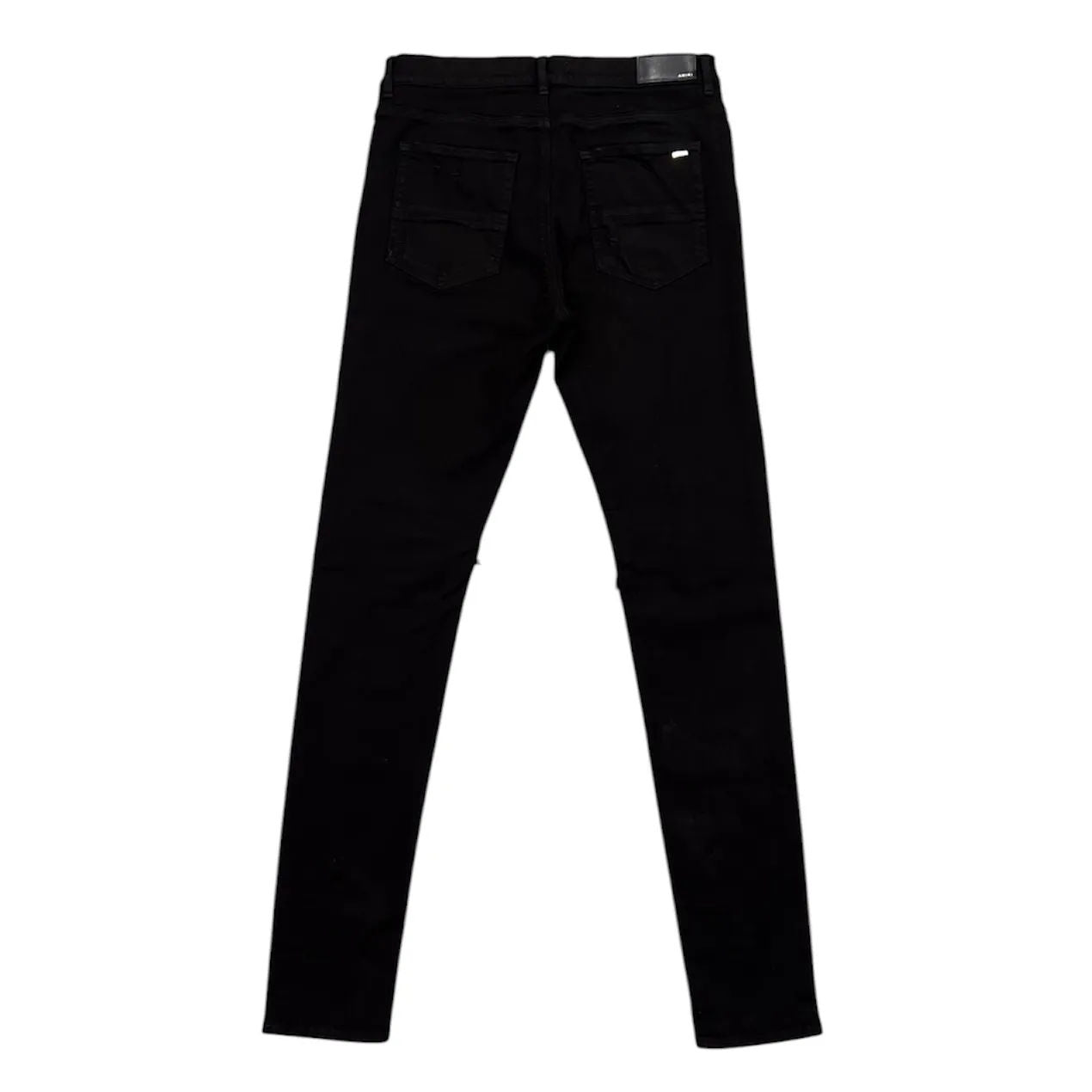 Amiri Mx1 Black Leather Patch Jean (Black) - Preowned