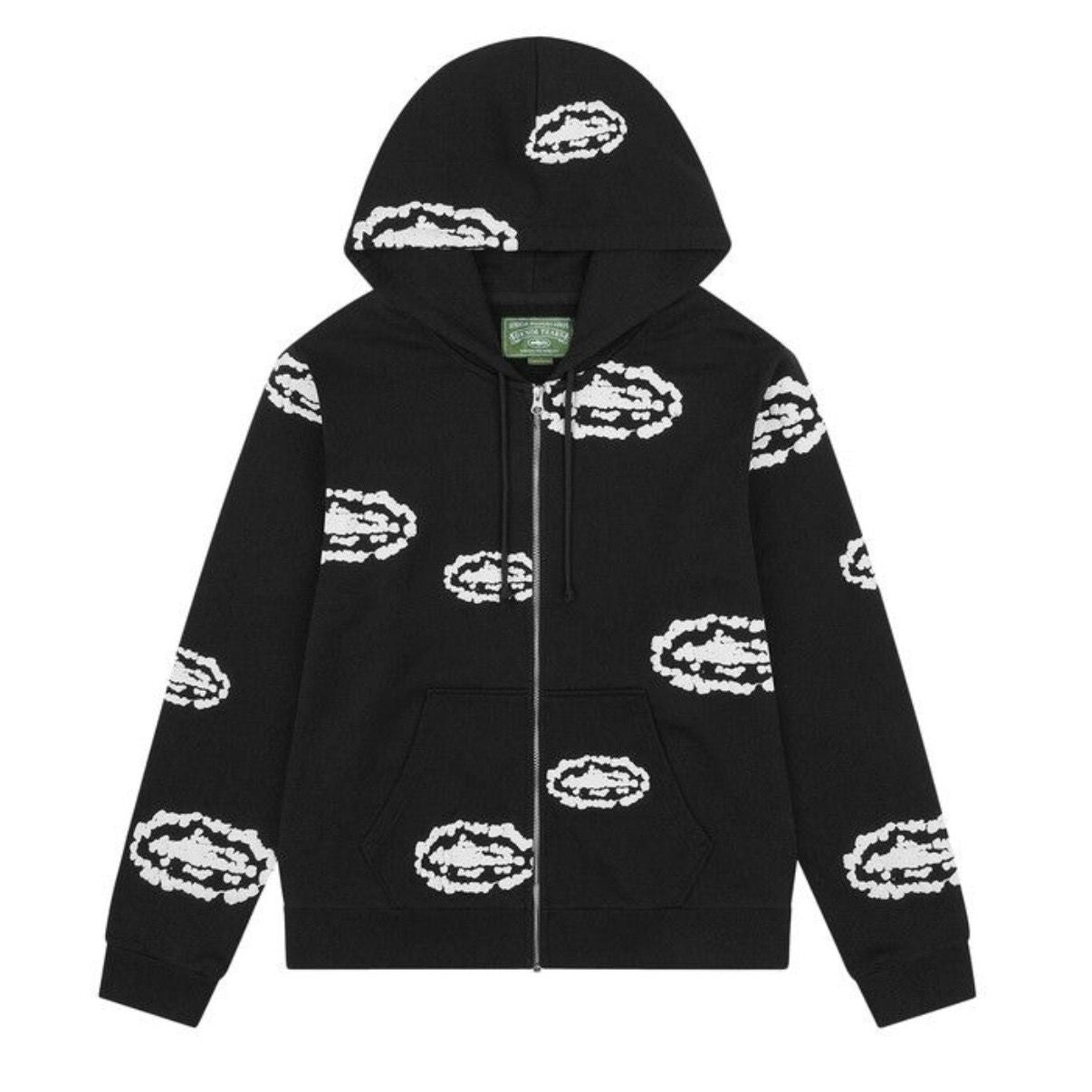 Denim Tear x Cortiez Cotton Wreath Zip Up Hoodie (Black) - Preowned