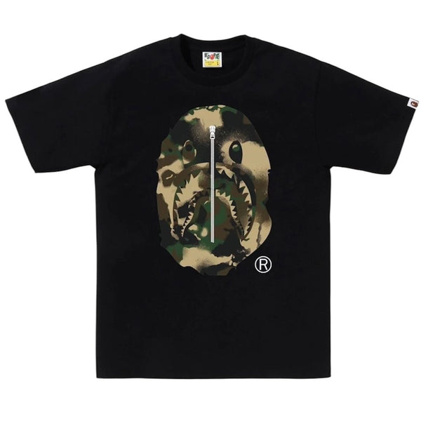 Bape Map Camo Ape Head Shark Tee (Black/Green)