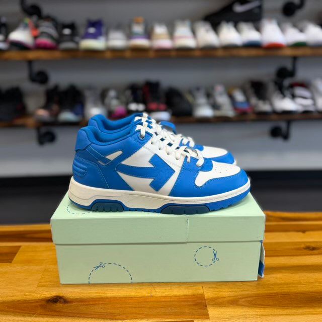 OFF-WHITE Out Of Office OOO Low Tops White Navy Blue - Preowned