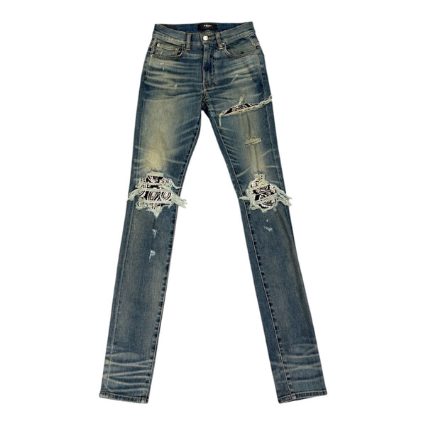 Amiri MX1 Bedazzled Black Paisley Jean (Clay Indigo)
