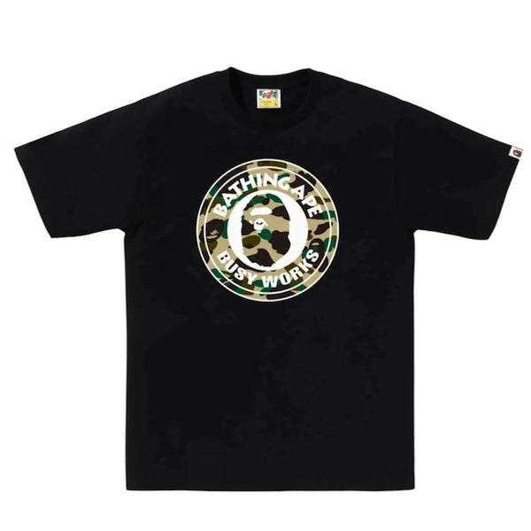 Bape 1st Camo Busy Works Tee (Black/Yellow)