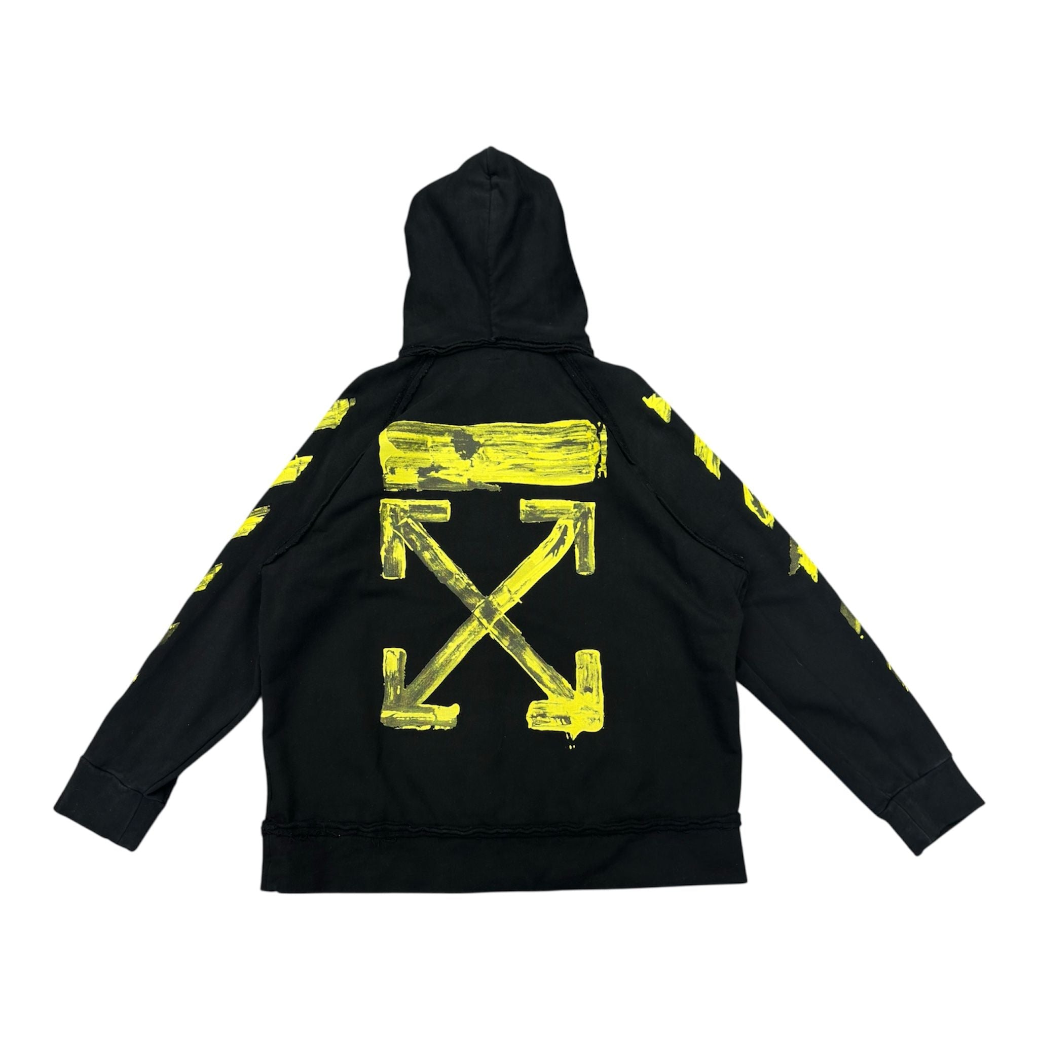 OFF-WHITE Yellow Acrylic Arrow Logo Hoodie Black - Preowned