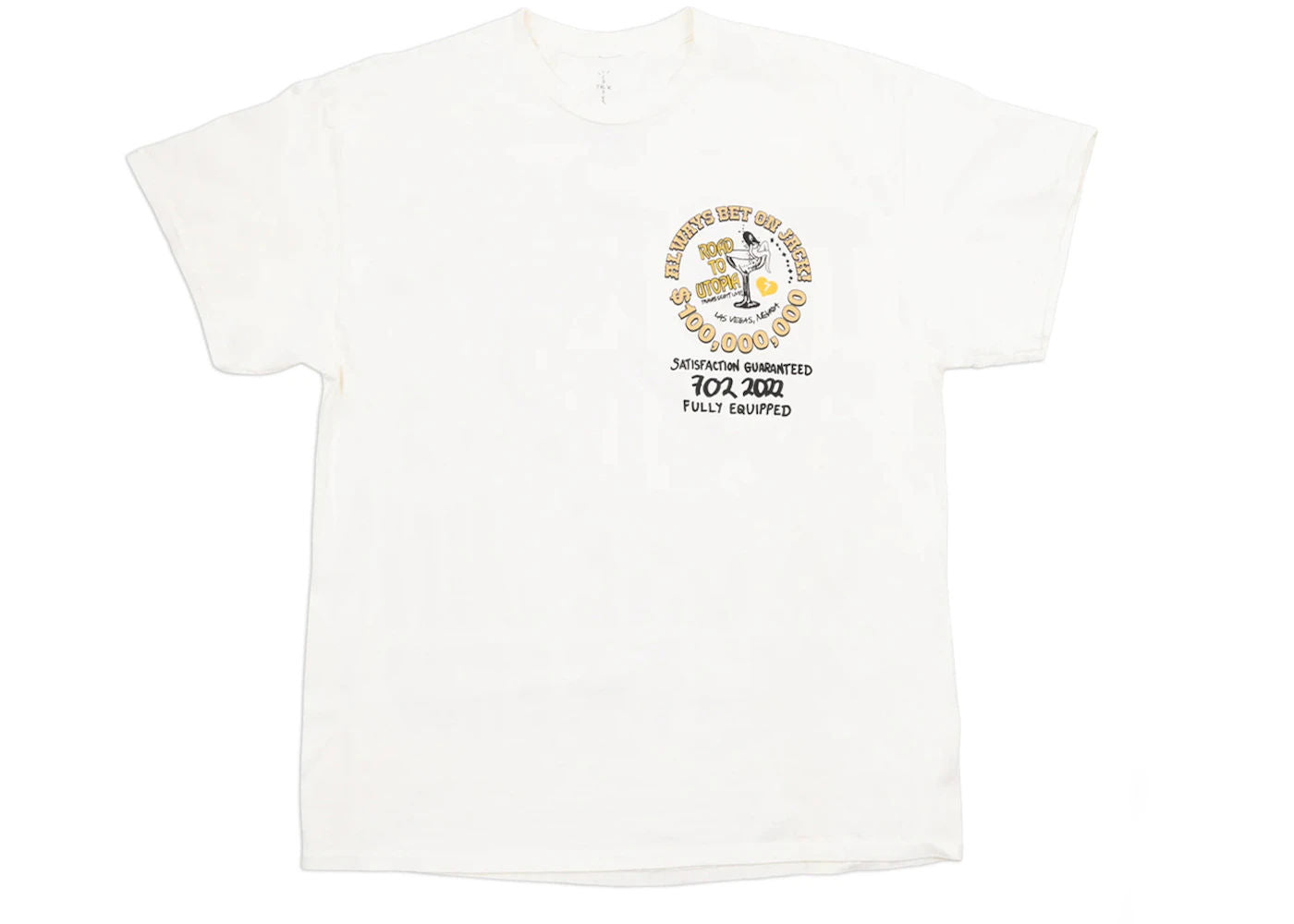 Travis Scott Road to Utopia Las Vegas Always Bet On Jack T-shirt Off White - Preowned