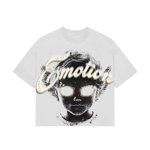 Mixed Emotion Pearl Cropped Tee (White) - Preowned