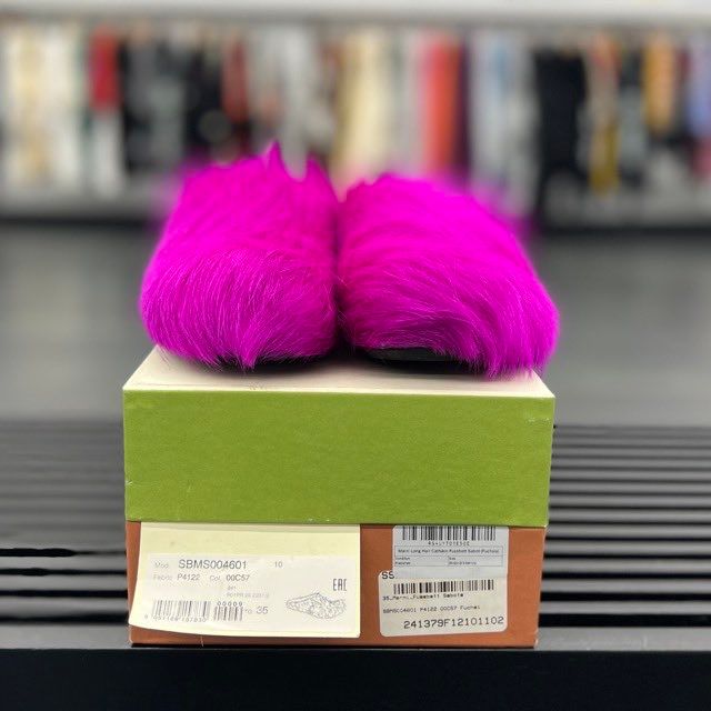 Marni Long Hair Calfskin Fussbett Sabot (Fuchsia) - Preowned