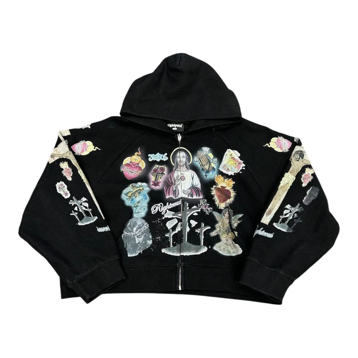 We Are Righteous Ultimate Sacrafice Thermal Zip Up Hoodie (Black) - Preowned