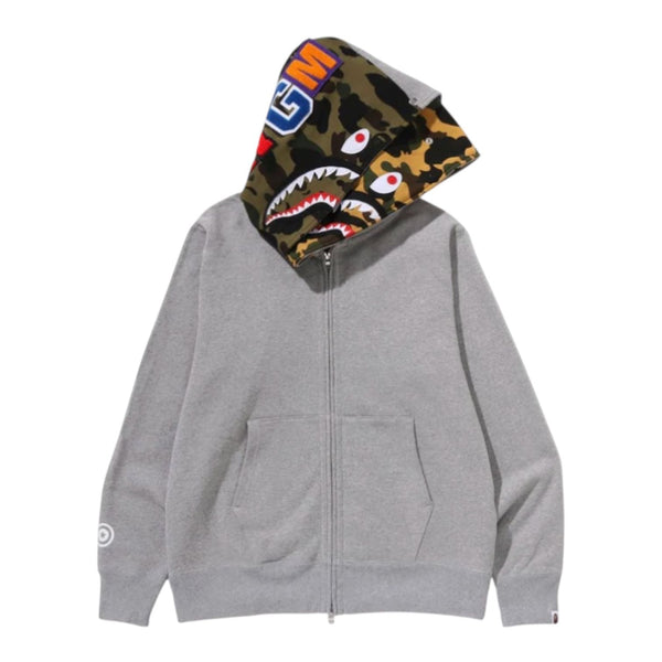 Bape Shark Full Zip Double Hoodie (Grey)