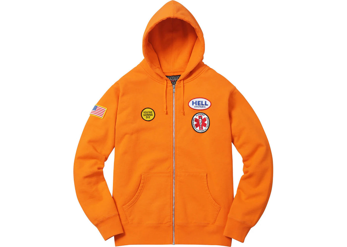 Supreme Hysteric Glamour Patches Zip Up Sweatshirt Light Orange - Preowned