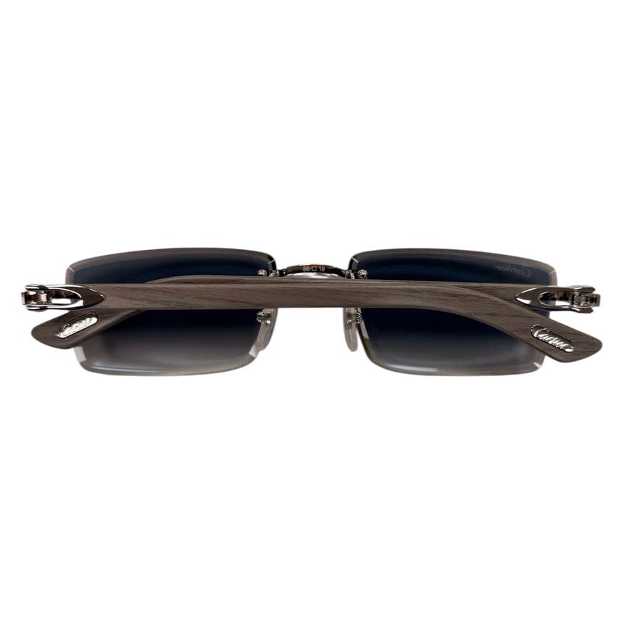Cartier Glasses 2026 (Grey Wood Sticks/2 Tone Gradient Lenses + Extra Set of DIamond Cut Lense))