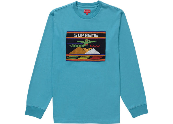 Supreme Needlepoint Patch L/S Top Dusty Teal