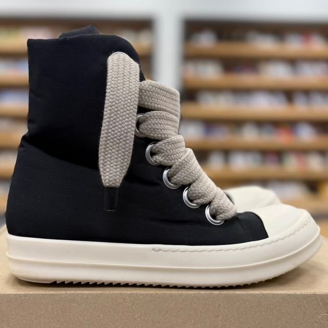 Rick Owens DRKSHDW Hollywood Jumbo Lace Puffer High Top Black Milk - Preowned
