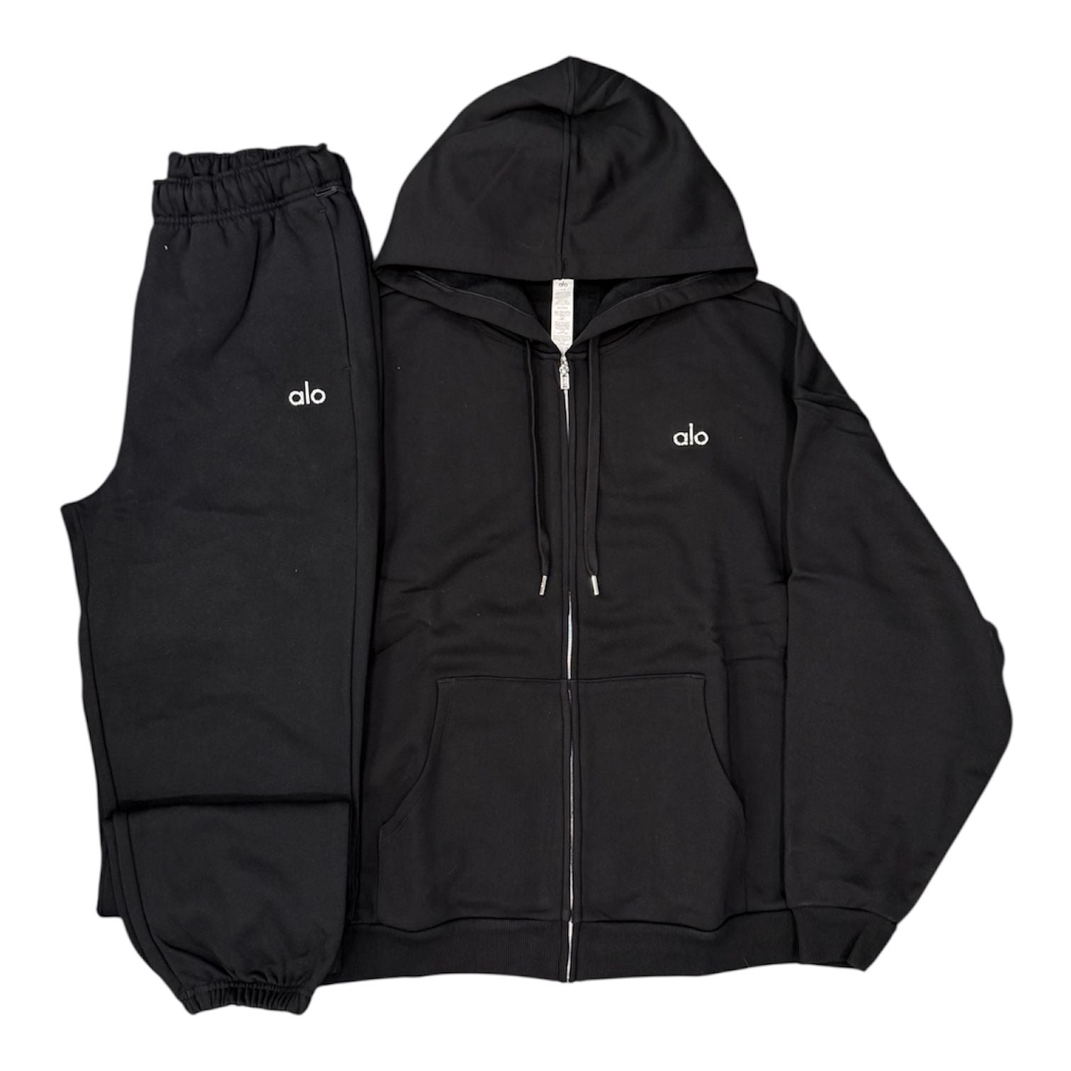 Alo Accolade Full Zip Pullover & Accolade Cuffed Sweatpants Set (Black)