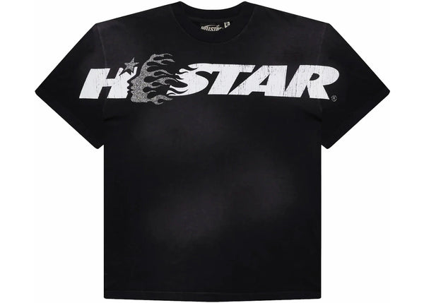 Hellstar Cartoon Logo Glitter Logo T-shirt Black - Preowned
