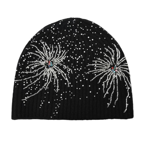 Birth Of A Royal Child Studded Beaded Firework Beanie (Black)