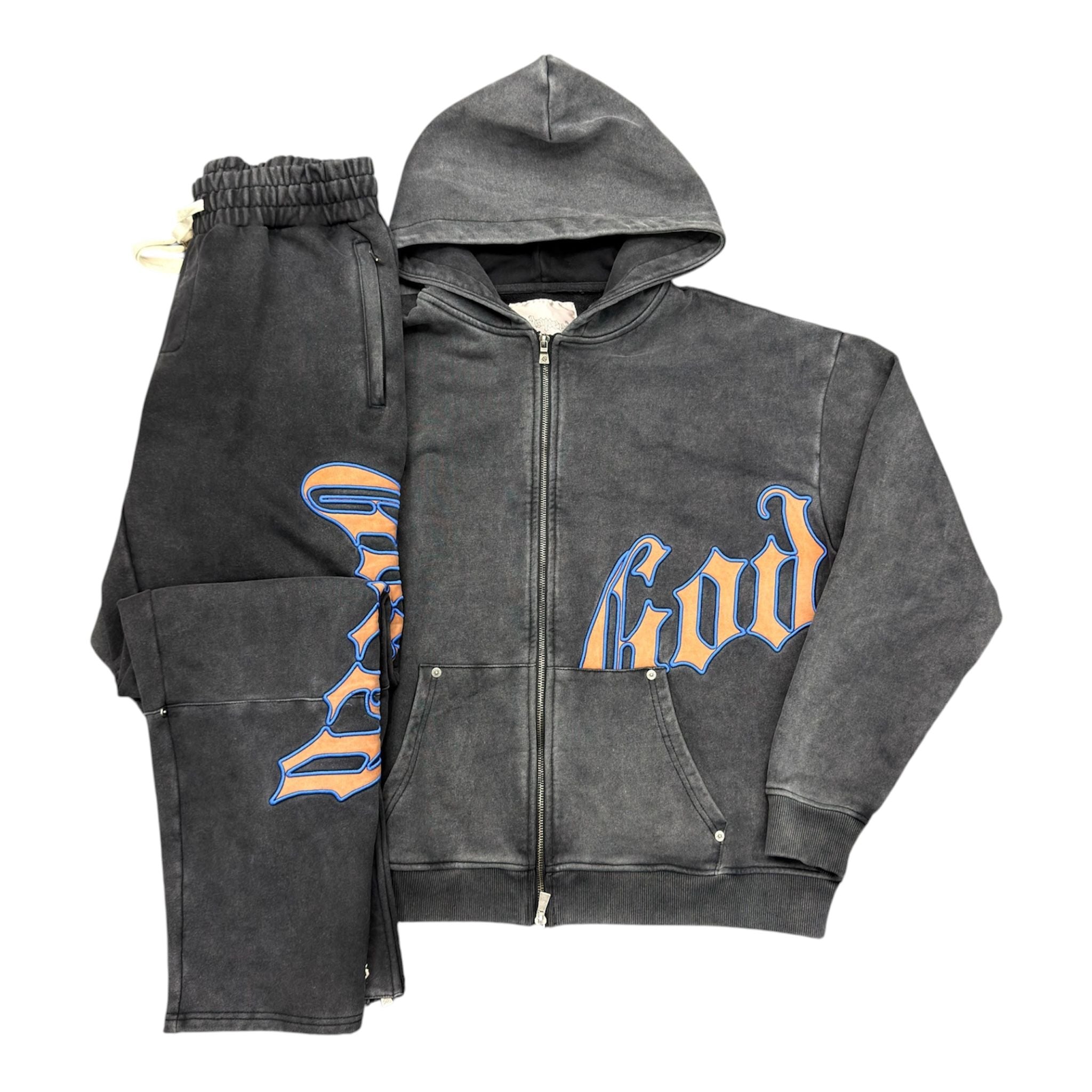 Godspeed OG Logo Sweatsuit (Washed Black/Blue/Orange) - Preowned