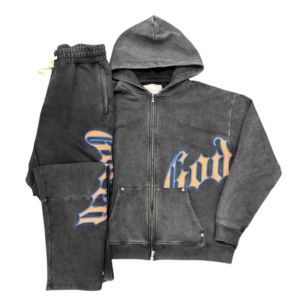 Godspeed OG Logo Sweatsuit (Washed Black/Blue/Orange) - Preowned