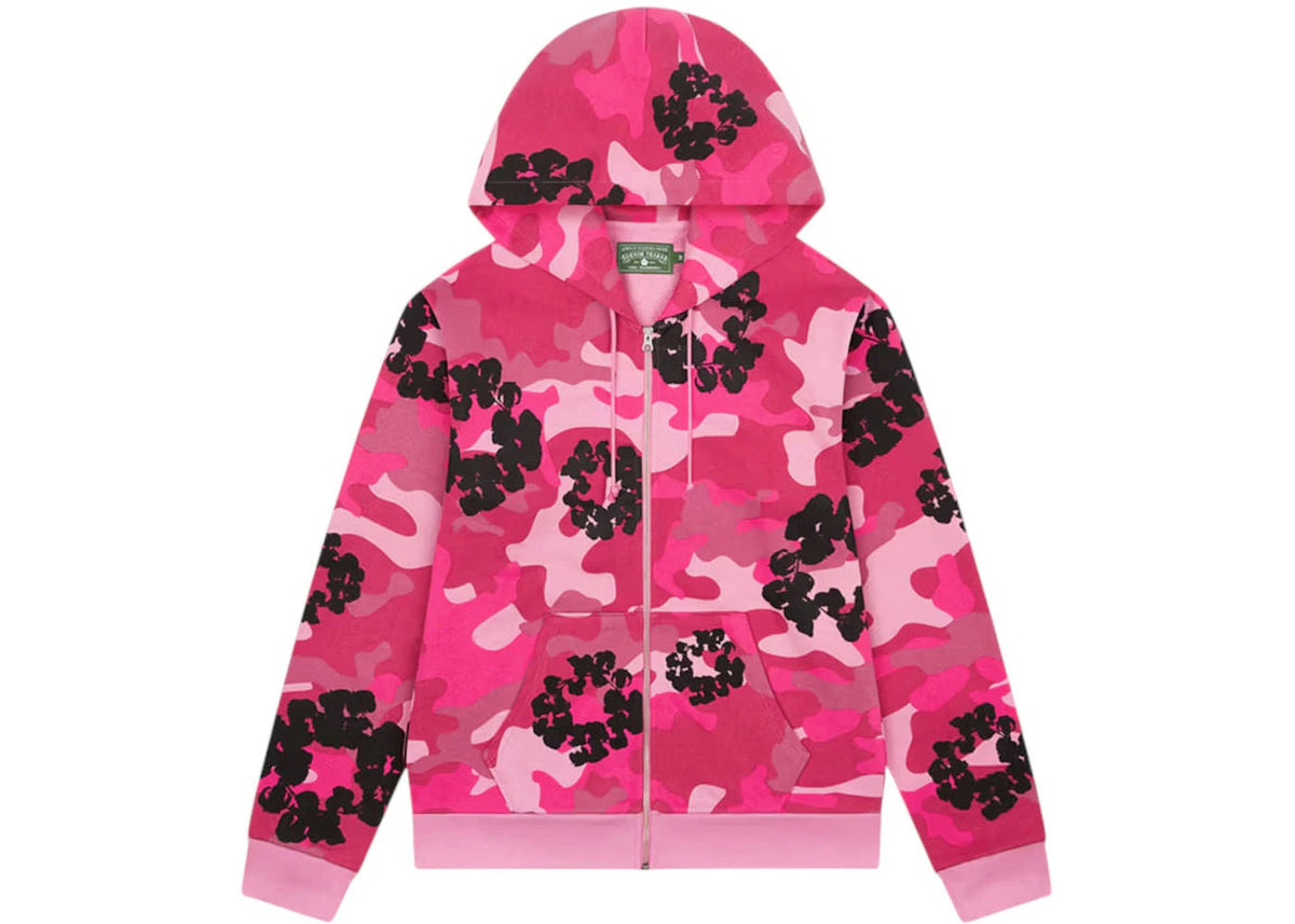Denim Tears The Cotton Wreath Zip Sweatshirt Pink Camo - Preowned