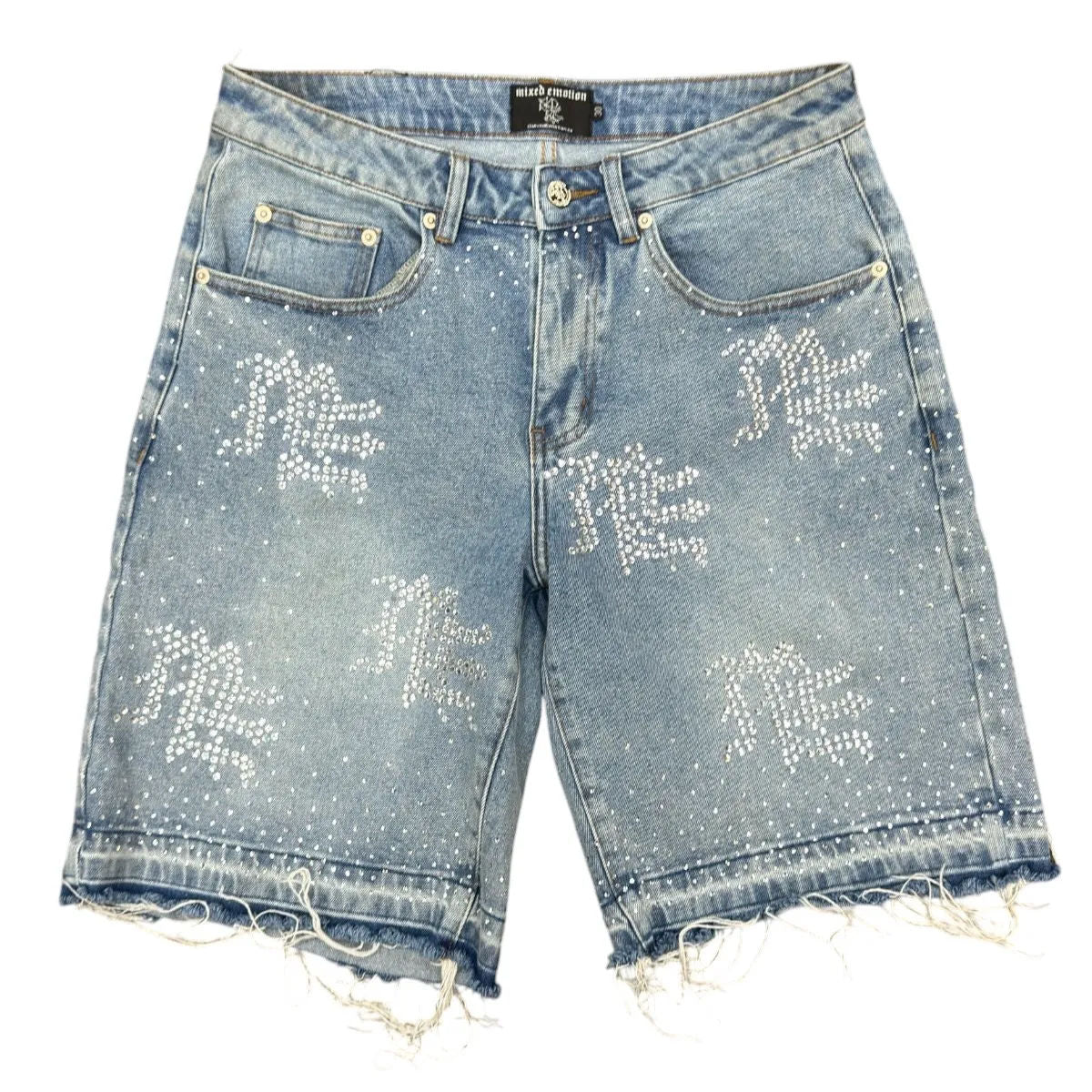 Mixed Emotion ME Rhinestone Denim Shorts (Blue) - Preowned