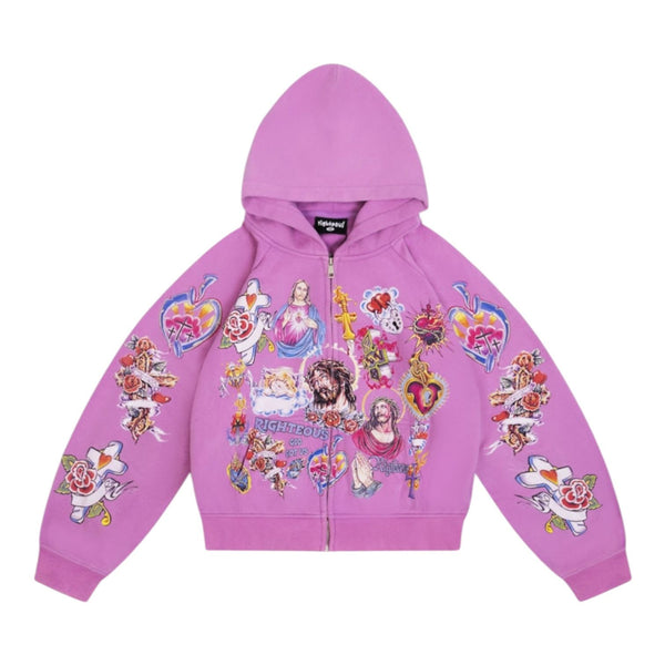 We Are Righteous Risen King Zip Up Hoodie (Purple)