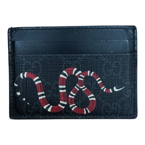 Gucci Kingsnake Leather Card Holder (Black) - Preowned