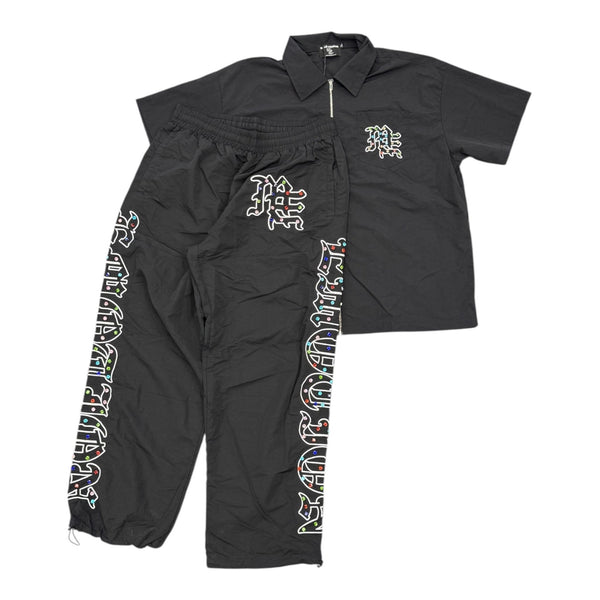 Mixed Emotions ME Rhinestone Nylon Set Short Sleeve (Black)