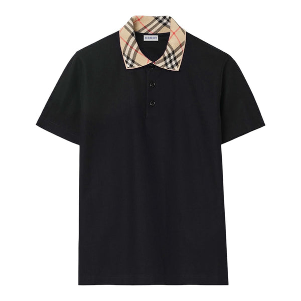 Burberry Check Collar Polo Shirt (Black)