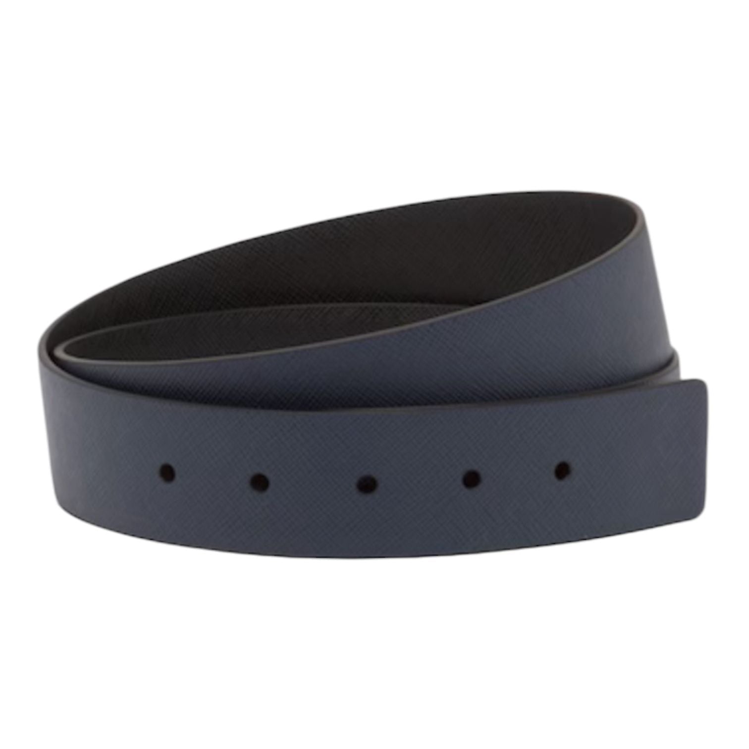 Prada Reversible Saffiano Leather Belt Strap (Blue/Black)