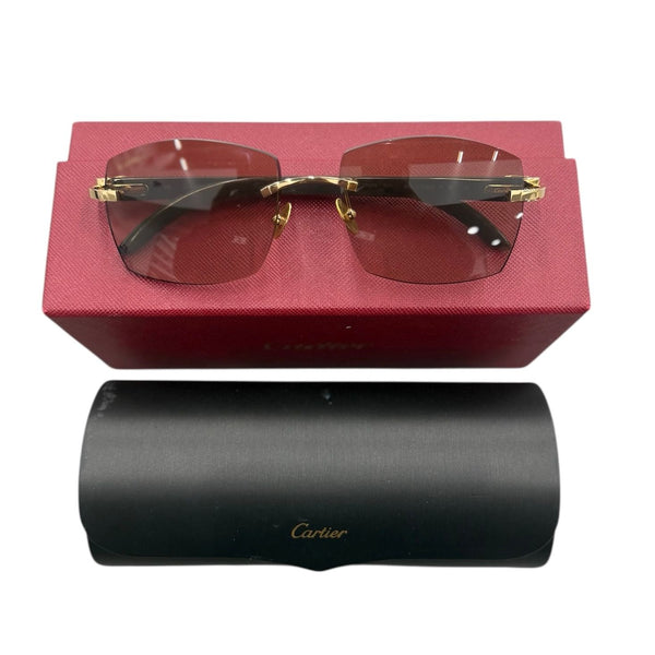 Cartier Gold Decor Glasses (Buff Stick/Brown Lenses) - Preowned