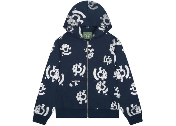 Denim Tears Bstroy Tears Zip Hoodie Blue - Preowned