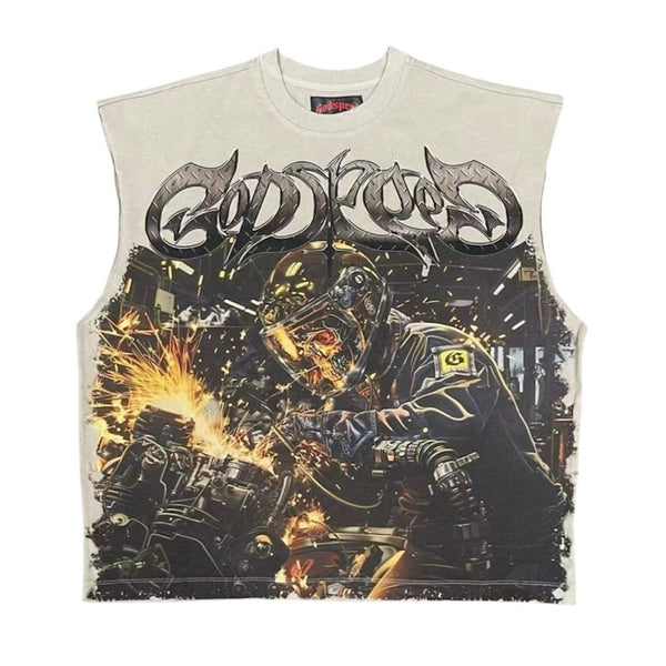 Godspeed Steel Sharpens Steel Sleeveless Tee (Slate Grey)