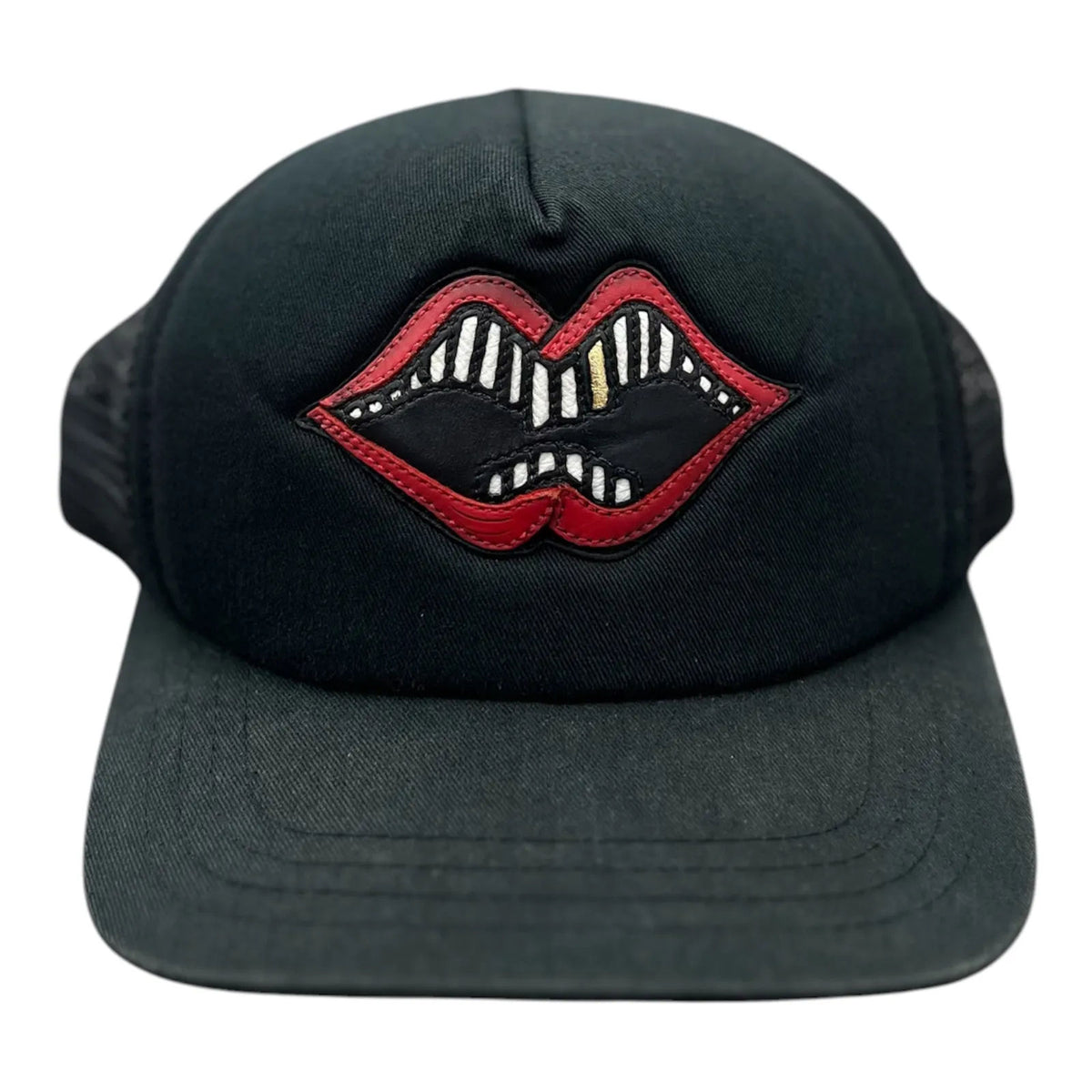 Chrome Hearts Leather Chomper Patch Trucker (Black) - Preowned