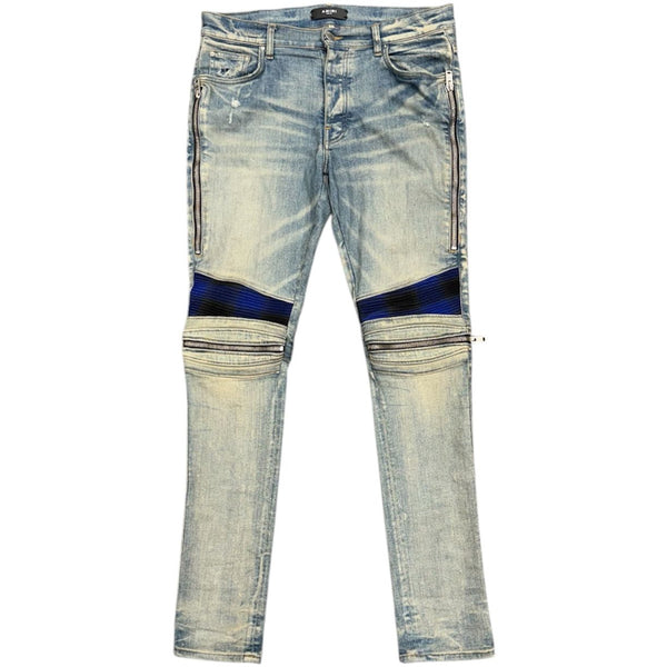 Amiri MX2 Plaid Moto Jeans (Clay Indigo/Blue) - Preowned