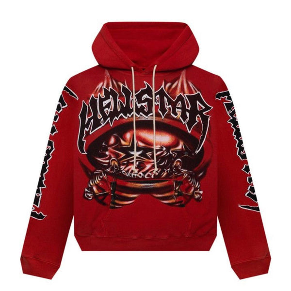Hellstar Halloween Skeleton Airbrushed Hoodie Red - Preowned