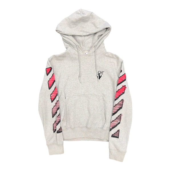 OFF-WHITE Marker Hoodie (Grey/Red) - Preowned