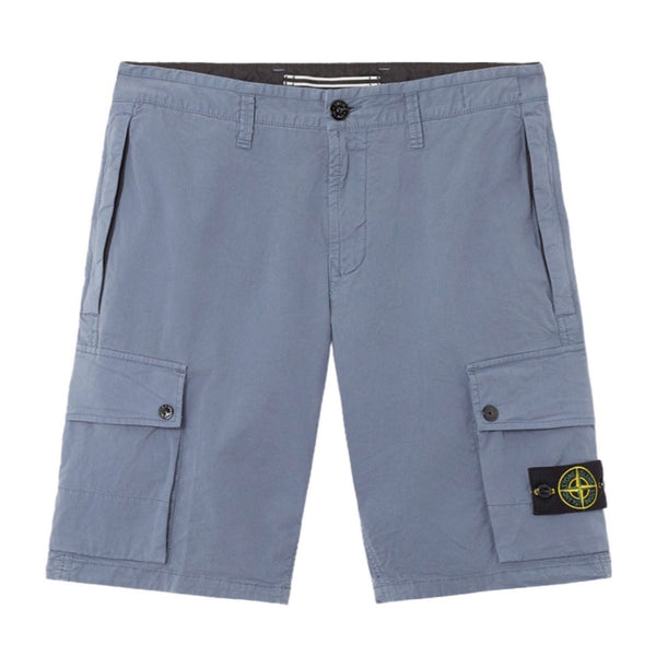 Stone Island Logo Patch Cargo Shorts (Avio Blue)