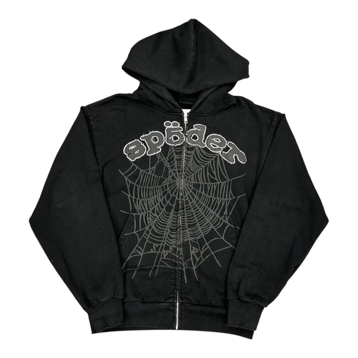 Sp5der OG Web V2 Rhinestone Zip Up Black - Preowned