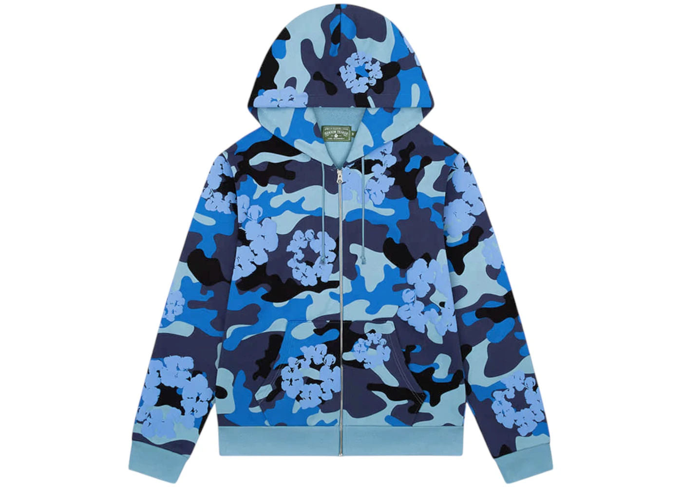 Denim Tears The Cotton Wreath Zip Sweatshirt Blue Camo - Preowned