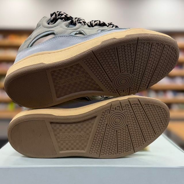 Lanvin Leather Curb Sneaker Pale Blue - Preowned