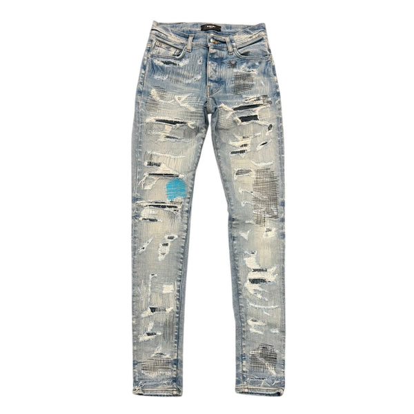 Amiri Distressed Effect Skinny Jeans Light Indigo Blue - Preowned