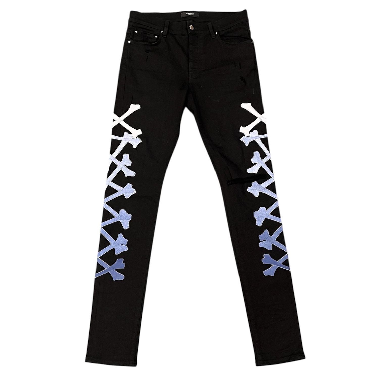 Amiri Bones Skinny Jeans (Black/Silver) - Preowned