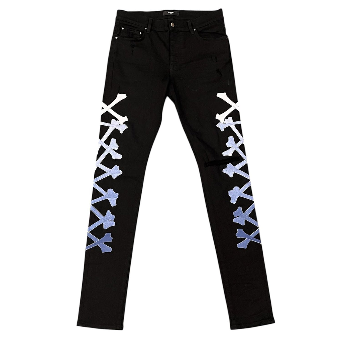 Amiri Bones Skinny Jeans (Black/Silver) - Preowned