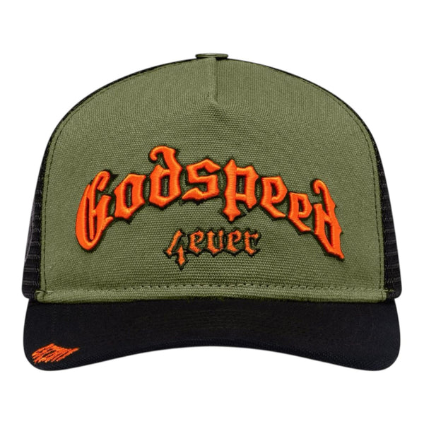 Godspeed GS Forever Trucker Hat (Olive/Orange)