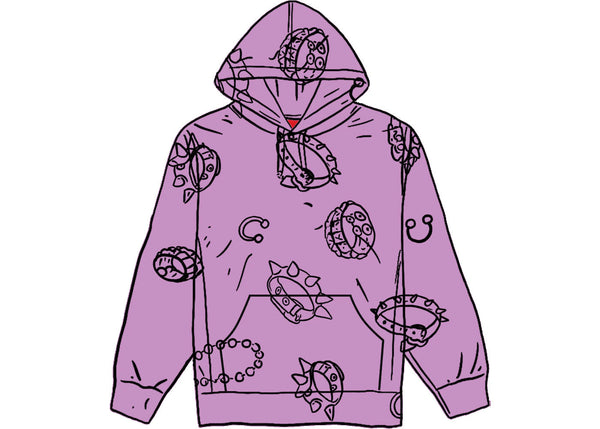 Supreme Studded Collars Hooded Sweatshirt Violet