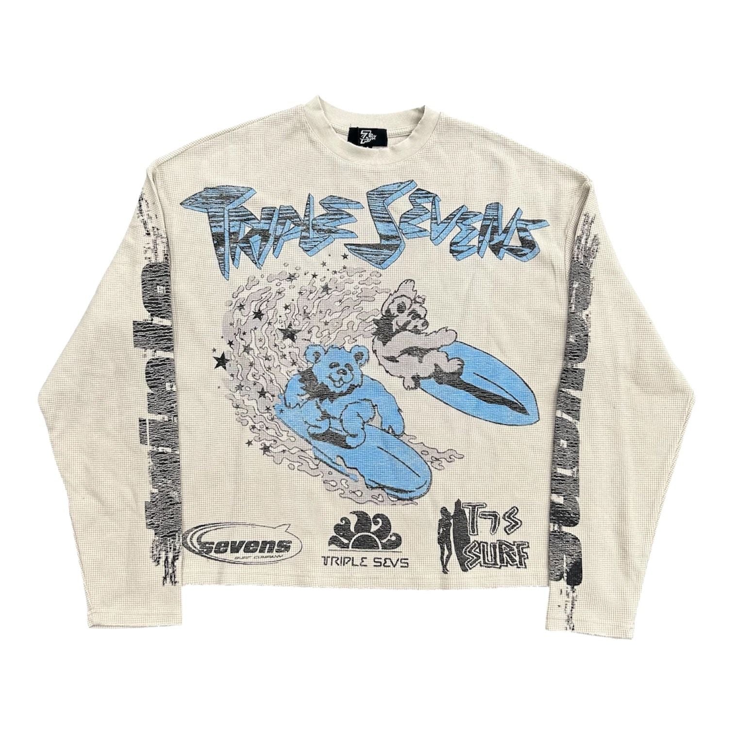 Triple 7's Surf Waffle Knit L/S Tee (Cream)