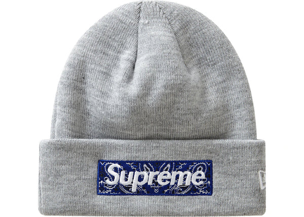 Supreme New Era Box Logo Beanie (FW19) Heather Grey - Preowned