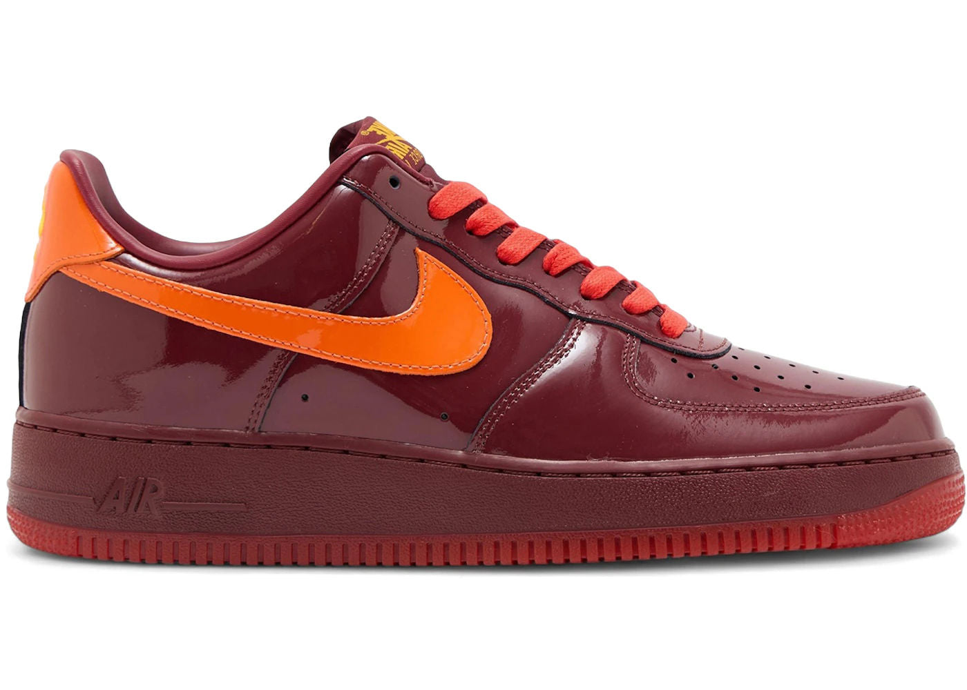 Nike Air Force 1 Low Patent Leather Dark Team Red Safety Orange - Preowned