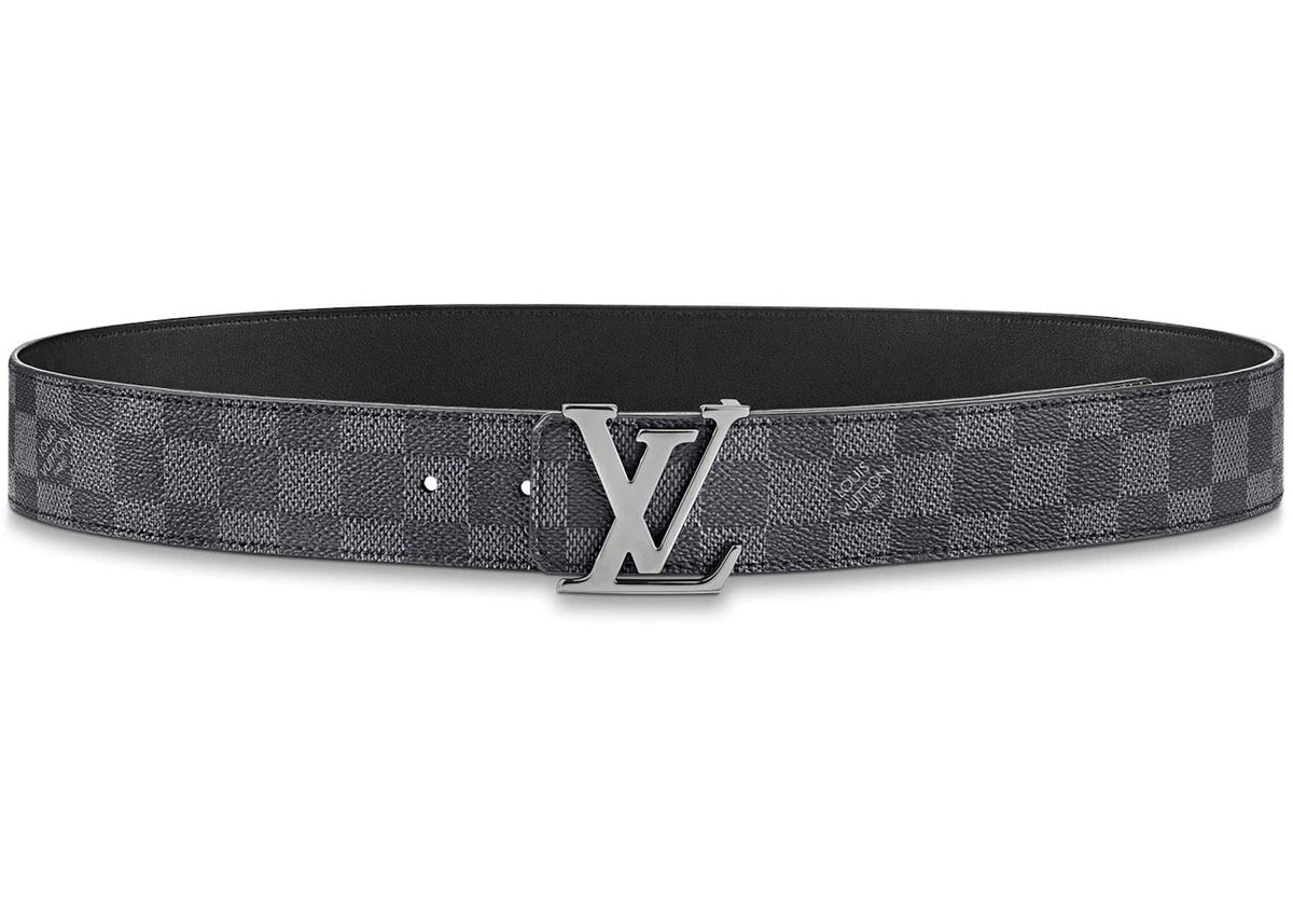 Louis Vuitton LV Initiales Silver Buckle Reversible Belt Damier Graphite 40mm Black Lining - Preowned