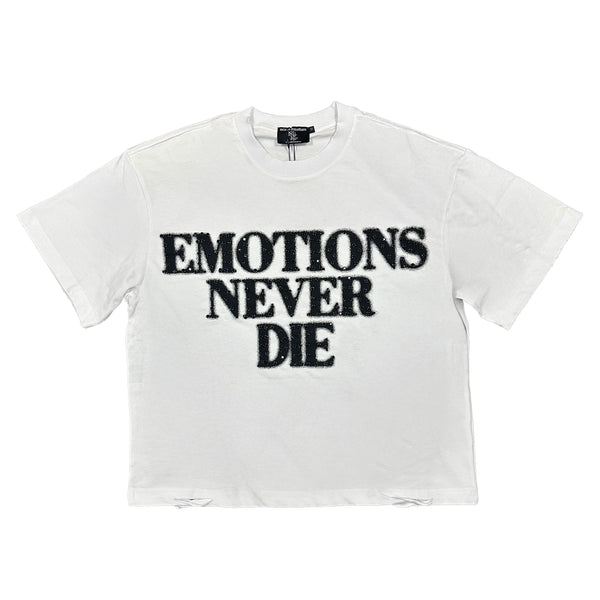 Mixed Emotion End Rhinestone Tee (White)