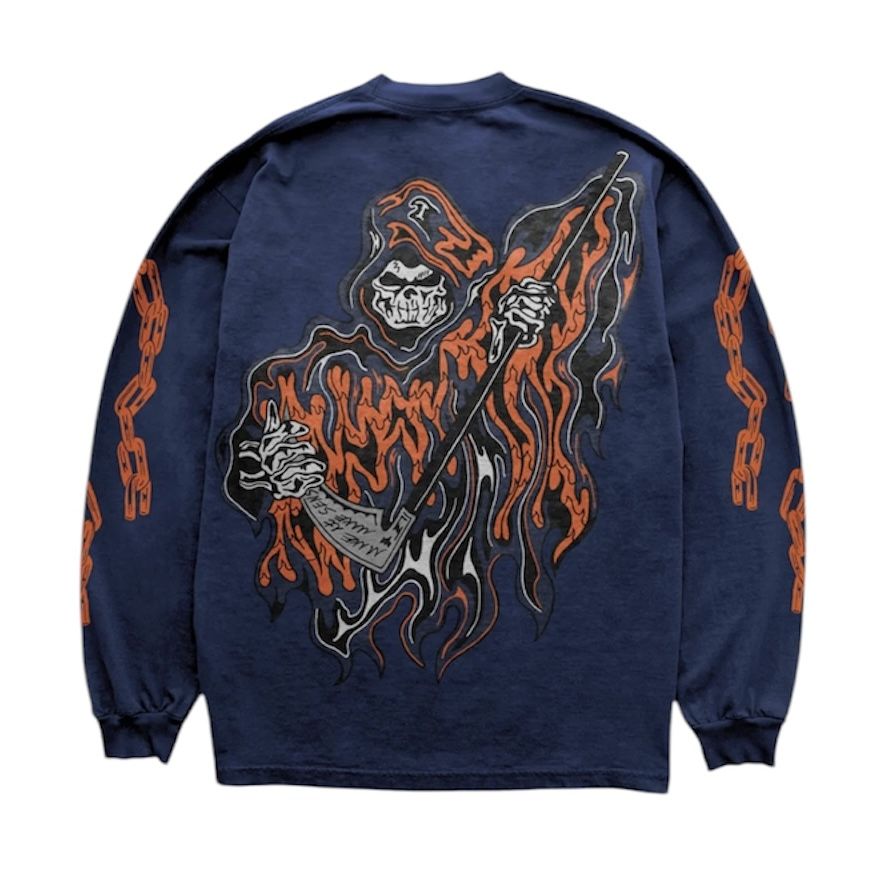 Warren Lotas "Chain Reaper" LS T-Shirt (Navy)